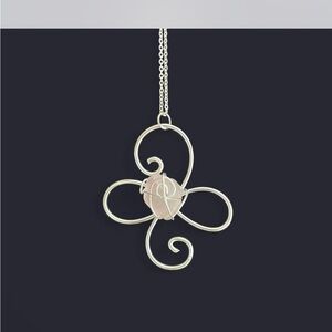 Sterling Silver Swirl Pendant Necklace with Rose Quartz Stone